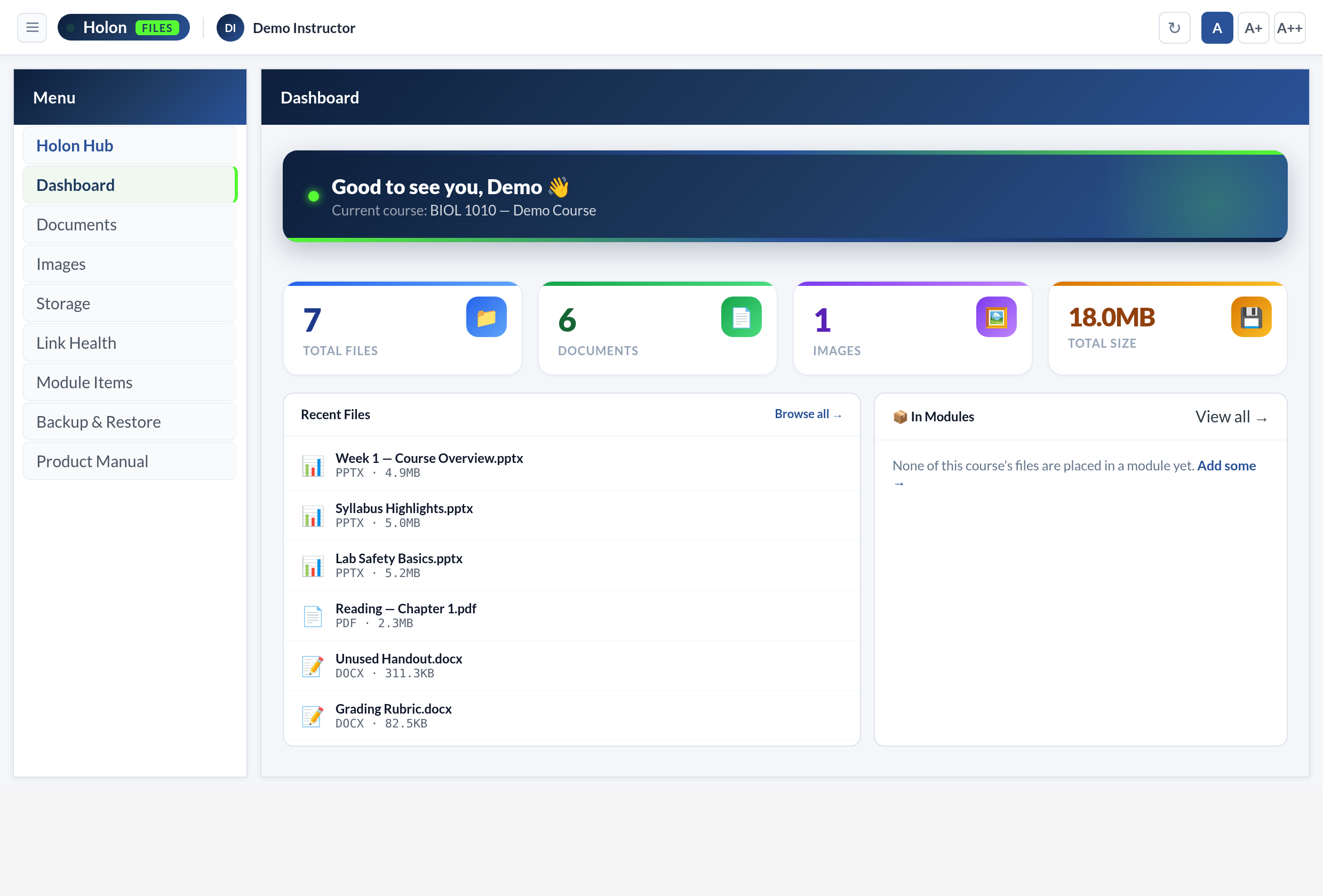 Holon Files Dashboard